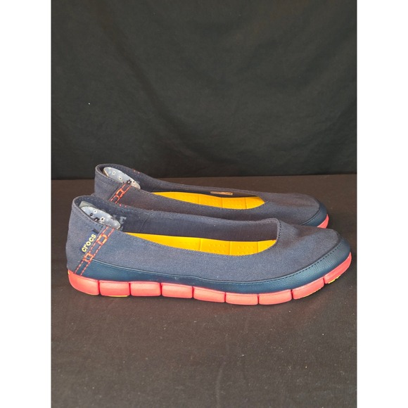 Crocs Ballet Flats Women's Size 9 Comfortable Navy Blue & Red Shoes - Picture 8 of 10